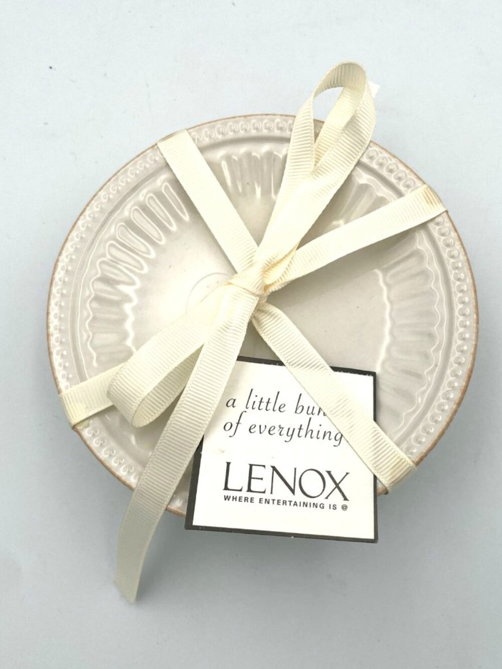 Lenox China French Perle Groove Plates Set of 3 Ivory White Ice Blue Pistachio
